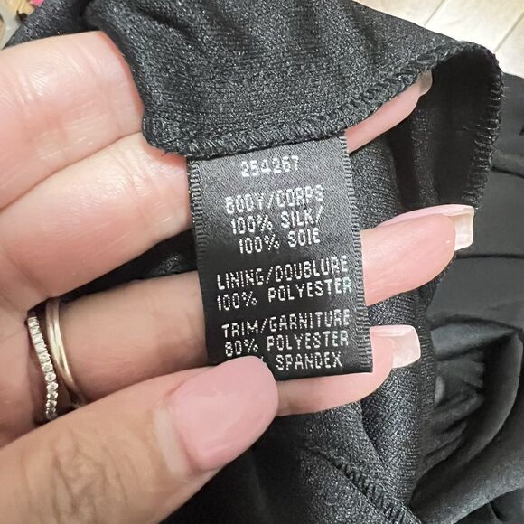 JS Boutique Silk Gown Dress Size 8 Black Lace Bodice Embroidered Evening Party - Picture 7 of 8